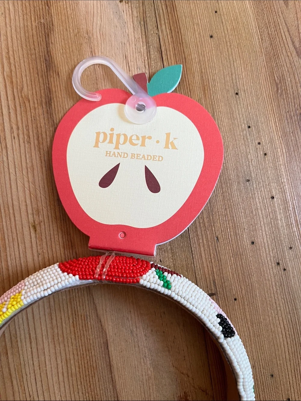 New! PIPER K Kids Hand Beaded Apple Headband Back-To-School
